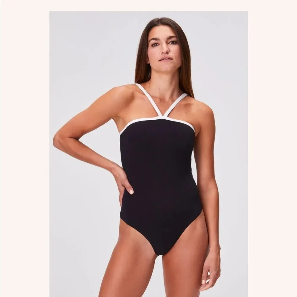 NWT Lisa Marie Fernandez Bandeau Maillot with Piping $475